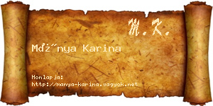 Mánya Karina névjegykártya